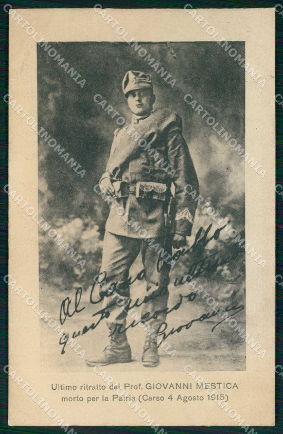 WW1 WWI Militari Giovanni Mestica Patria Carso PIEGHINA cartolina KF5998 – fronte