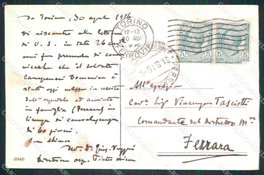 WW1 WWI Ospedale Riserva Pietro Micca Torino cartolina KF6043 – retro