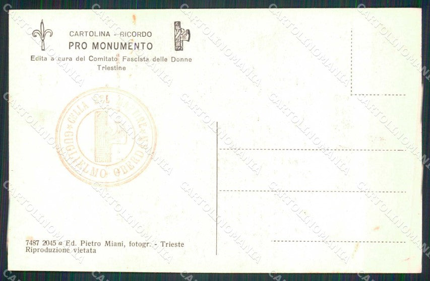 Propaganda Fascismo Trieste Pro Monumento G. Oberdan cartolina KF6054 – retro