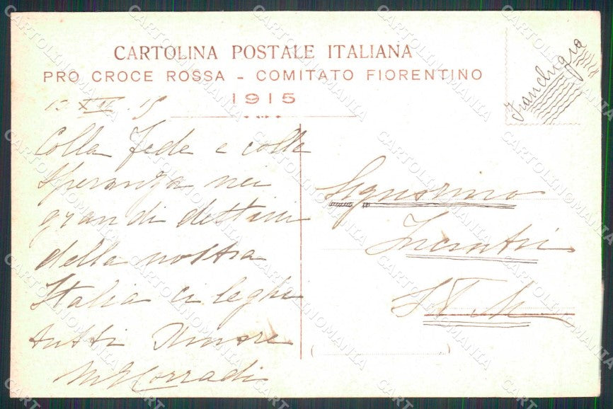 WW1 WWI Pro Croce Rossa CRI Comitato Fiorentino Franchigia cartolina KF6105 – retro