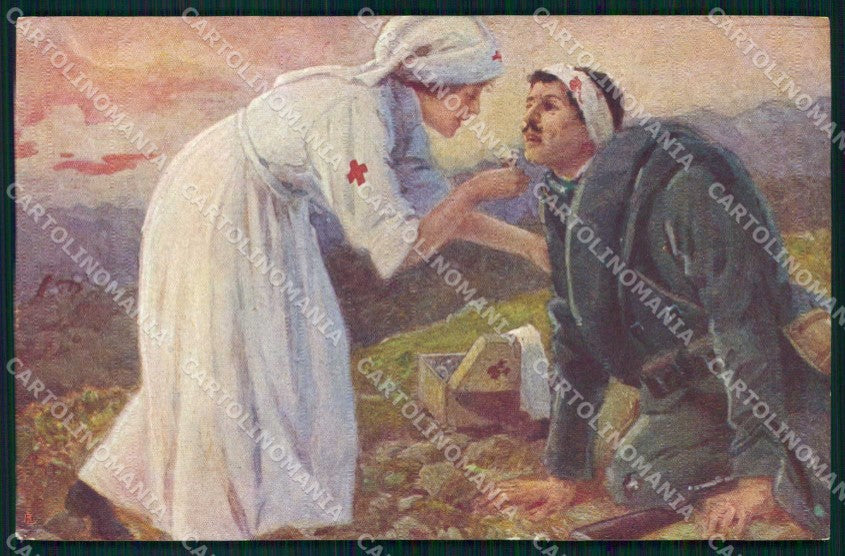WW1 WWI Feriti Guerra Croce Rossa CRI Nurse Pizzolato cartolina KF6110 – fronte