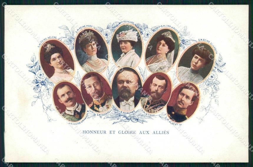 WW1 WWI Patriottismo Gli Alleati Savoia Czar Royalty Reali cartolina KF6112 – fronte