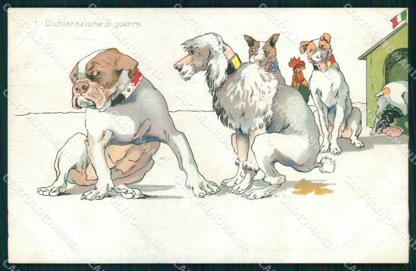 WW1 WWI Propaganda Dichiarazione Guerra Bulldog Dog Norfini serie 2765 cp KF6116 – fronte