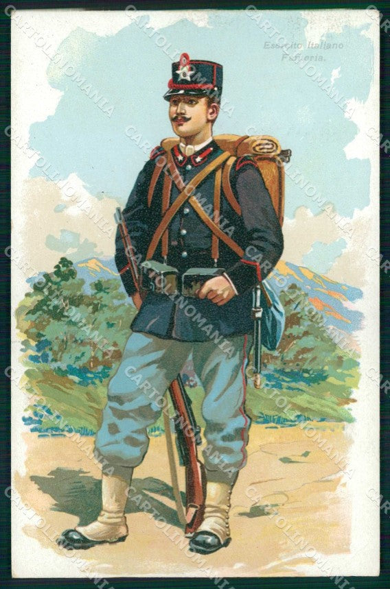 Militari Esercito Italiano Fanteria Uniforme serie 2385 cartolina KF6119 – fronte