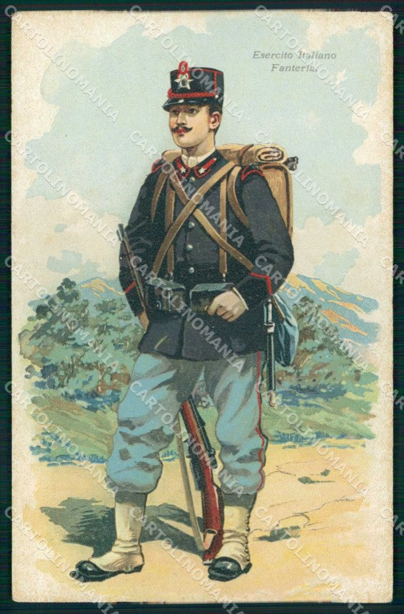 Militari Esercito Italiano Fanteria Uniforme serie 2385 cartolina KF6120 – fronte