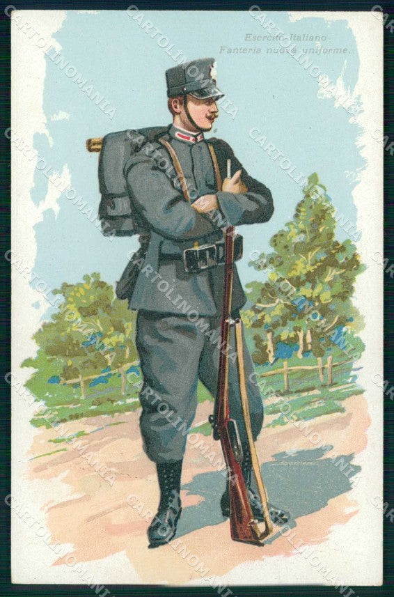 Militari Esercito Italiano Fanteria Uniforme serie 2385 cartolina KF6121 – fronte