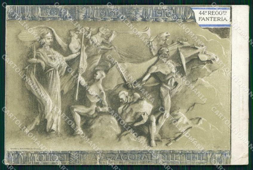 Militari Reggimentali 44° 115° Regg. Fanteria ABRASA PIEGHINE cartolina KF6143 – fronte