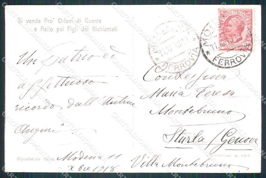 WW1 WWI Pro Orfani Guerra Asilo Figli Richiamati PIEGHINE cartolina KF6149 – retro