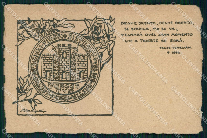 WW1 WWI Patriottismo Trieste Felice Venezian M. Battigelli cartolina KF6155 – fronte