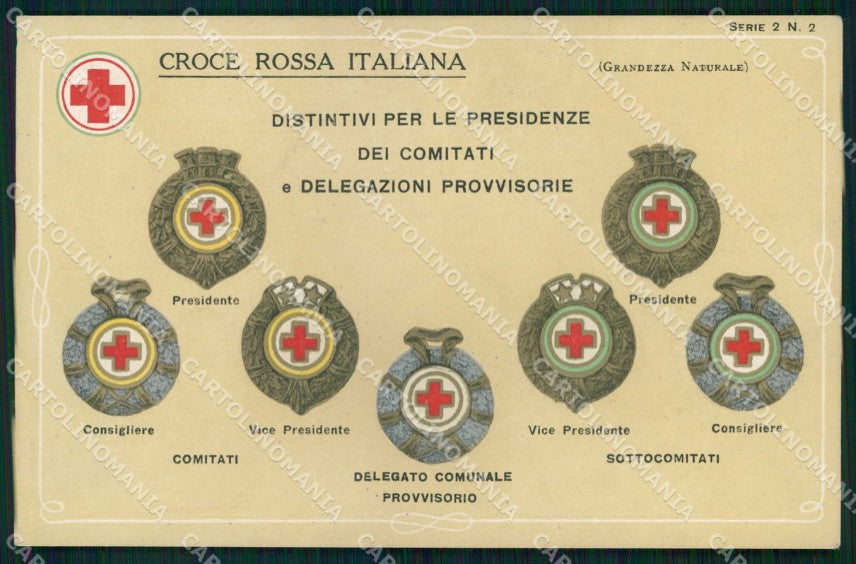 WW1 WWI Croce Rossa Italiana CRI Distintivi ABRASA cartolina KF6170 – fronte
