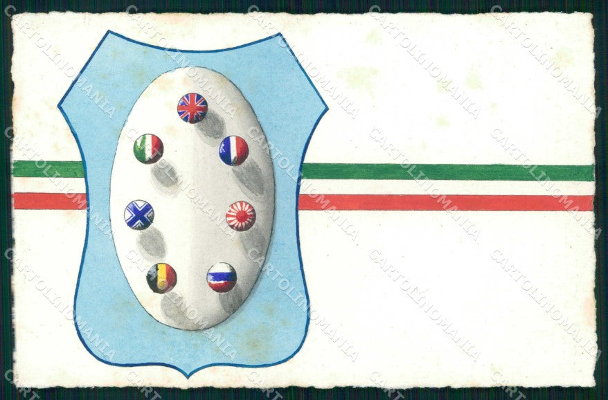 WW1 WWI Propaganda Alleati Bandiere Dipinta a Manocartolina KF6176 – fronte