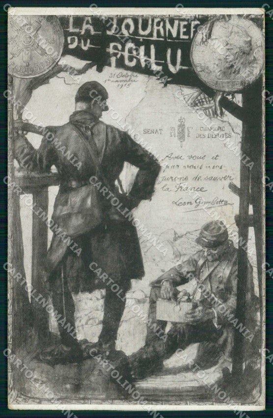 WW1 WWI Patriottismo Francia La Journees du Poilu cartolina KF6198 – fronte