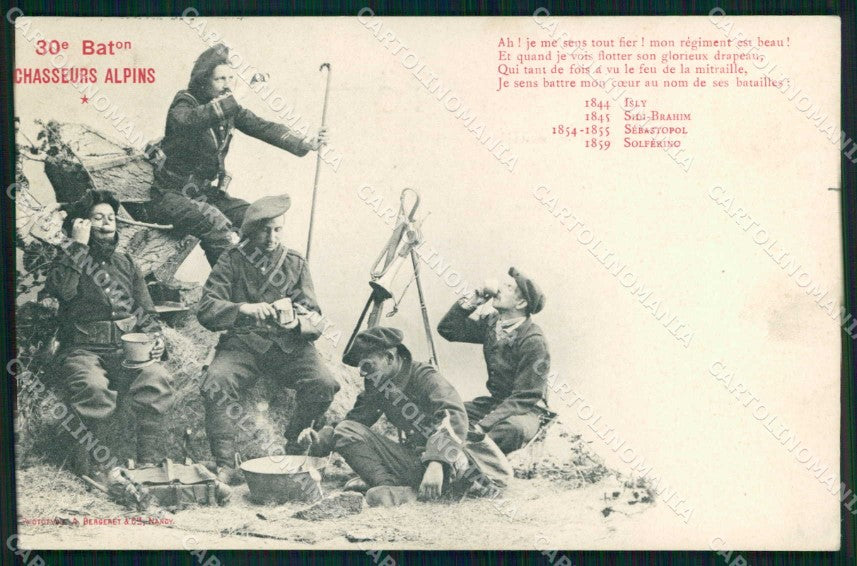 Militari Reggimentali Francia 30 Bon Chasseur Alpins Solferino cartolina KF6203 – fronte