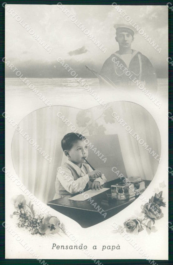 WW2 WWII Militari Propaganda Regia Marina Pensando a Papà foto cartolina KF6208 – fronte
