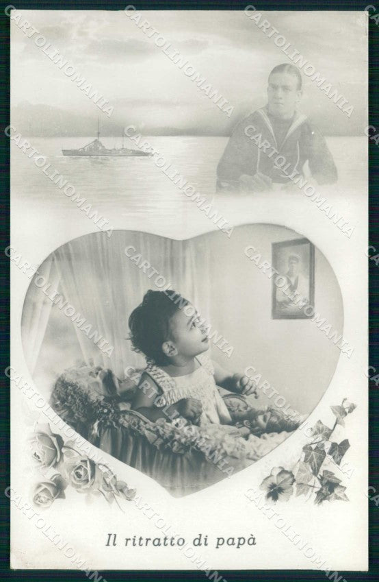 WW2 WWII Militari Propaganda Regia Marina ritratto di papà foto cartolina KF6210 – fronte