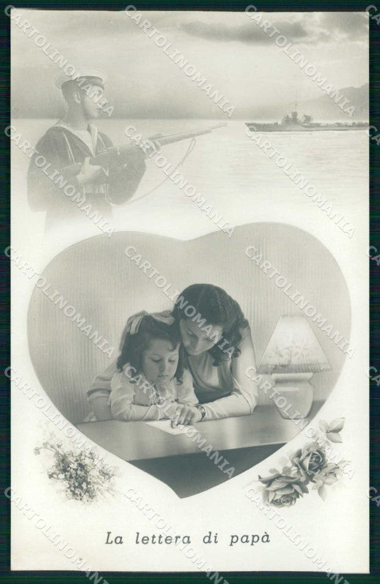 WW2 WWII Militari Propaganda Regia Marina Lettera di Papà foto cartolina KF6220 – fronte