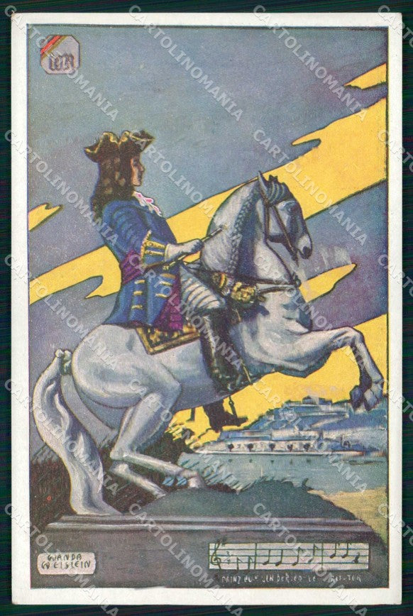 Artist Signed W. Weislein Prinz Eugen von Belgrad Horse Pferd cartolina KF6229 – fronte