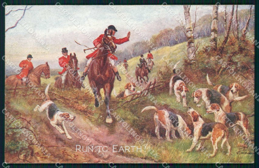 Artist Signed Drummond Fox Hunting Cavallo Cheval Horse Pferd cartolina KF6241 – fronte