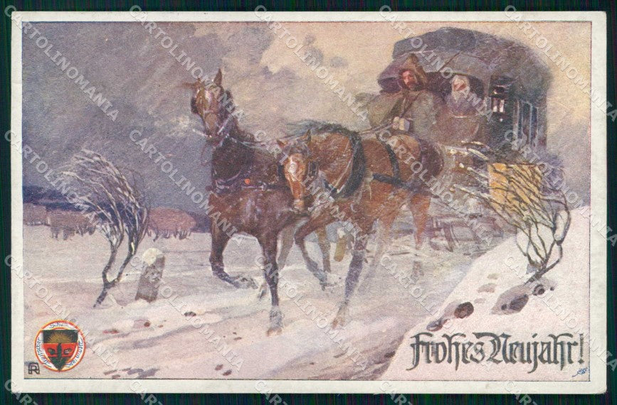 Artist Signed Carrozza Cheval Horse Pferd Deutscher Schulverein 545 pc KF6243 – fronte