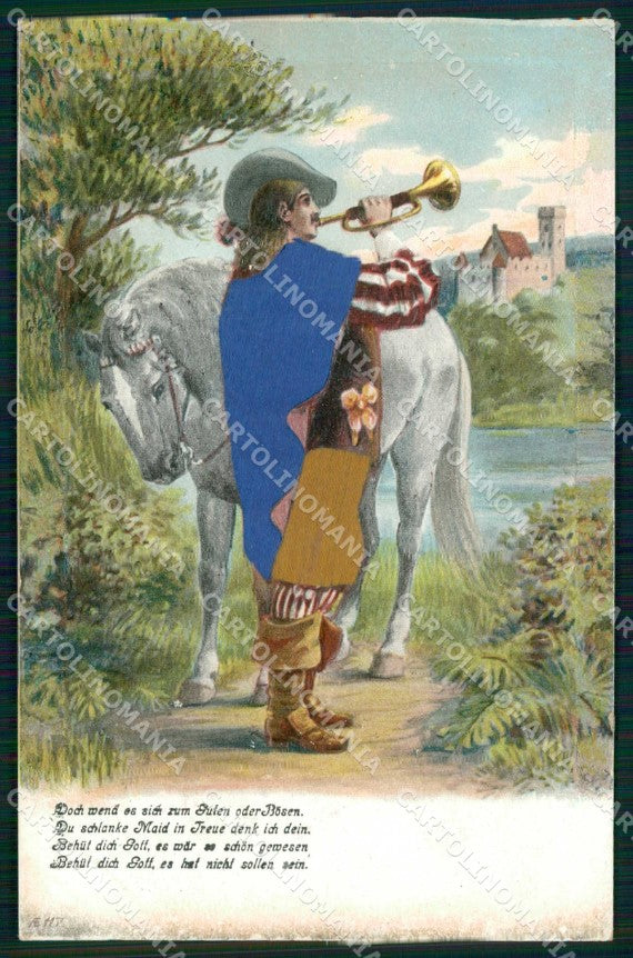 Cavallo Cheval Horse Pferd Man Silk Dress Relief cartolina KF6249 – fronte