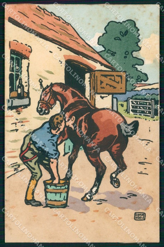Artist Signed Noble Cavallo Cheval Horse Pferd BKWI 736 cartolina KF6258 – fronte