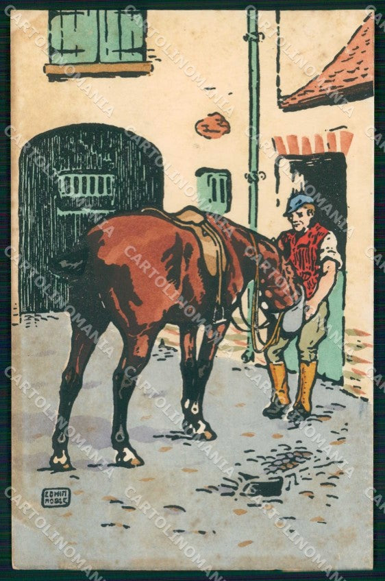Artist Signed Noble Cavallo Cheval Horse Pferd BKWI 736 cartolina KF6259 – fronte