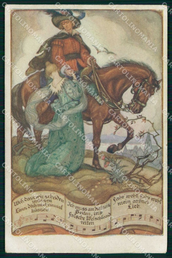 Artist Signed Grengg Couple Horse Deutscher Schulverein 1263 cartolina KF6275 – fronte