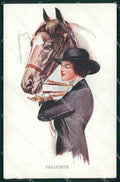 Artist Signed Barber Lady Favourits Cavallo Cheval Horse Pferd cartolina KF6282 – fronte