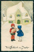 Artist Signed Baumgarten ? Children Pig ERIKA 6065 cartolina KF6286 – fronte