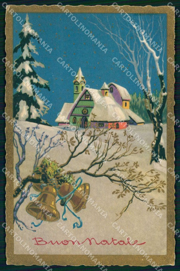 Artist Signed Castelli ? Christman Winter Degami 3082 cartolina KF6314 – fronte
