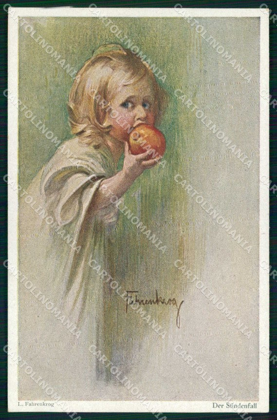 Artist Signed Fahrenkrog Child serie 538 cartolina KF6329 – fronte