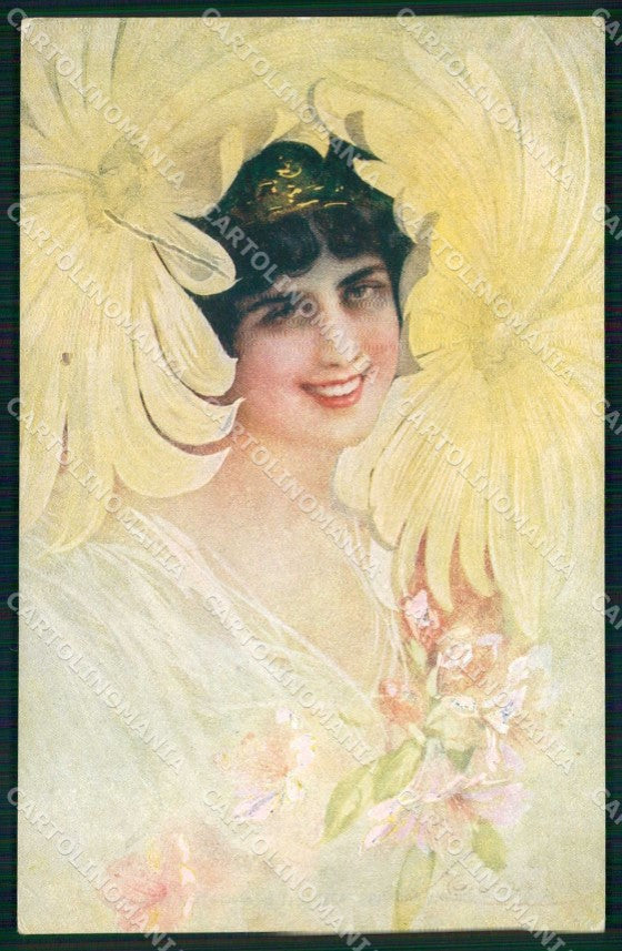 Artist Signed Guerzoni Lady serie 2723-4 cartolina KF6330 – fronte