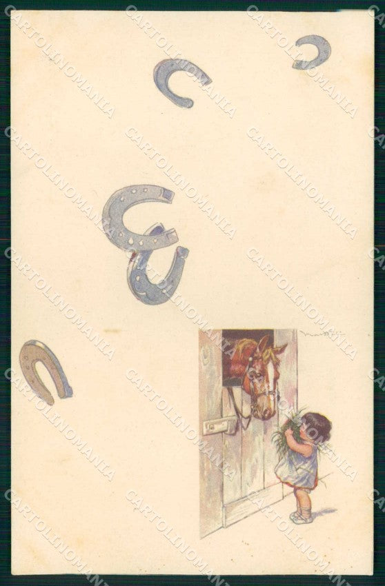 Artist Signed Castelli Child Cavallo Horse Degami serie 458M cartolina KF6350 – fronte