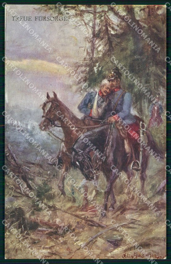 WW1 WWI Soldat Horse Pferd Treue Fursorge BKWI 259 cartolina KF6365 – fronte