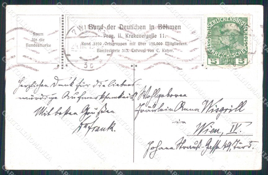 Artist Signed Kutzer Pferd Horse Soldat Bund der Deutschen Bohmen 313 AK KF6369 – retro