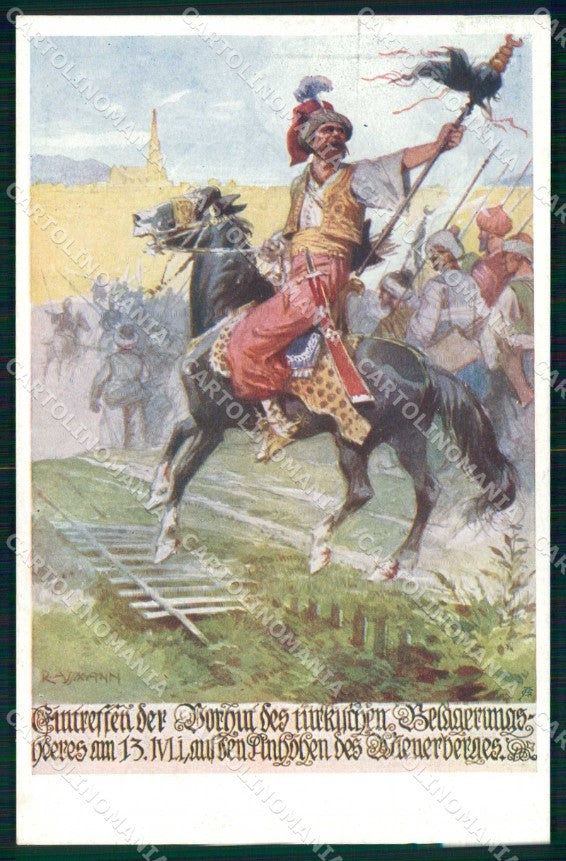 Artist Signed R. Assmann Horse Soldat Pferd Turken vor Wien Pivsverein ak KF6384 – fronte