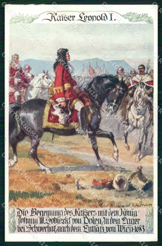 Artist Signed R. Assmann Horse Soldat Kaiser Leopold I Pivsverein ak KF6385 – fronte