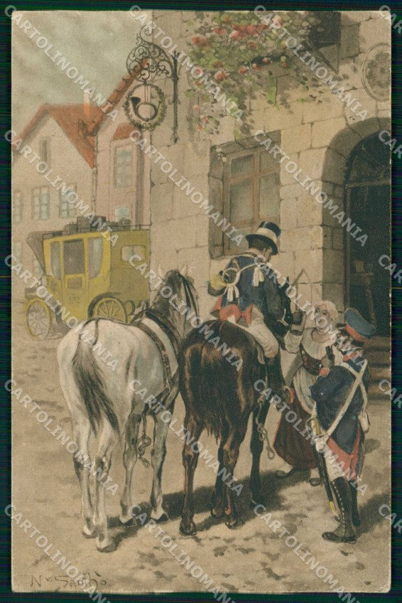 Artist Signed Santhé Lady Cheval Horse Pferd serie 5192 cartolina KF6387 – fronte