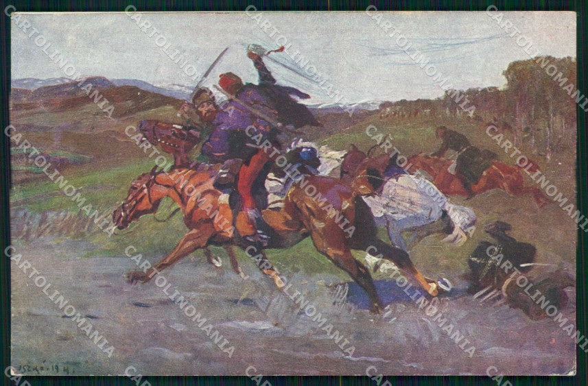 Artist Signed B Juszko WW1 Pferd Horse Soldat Hadsegelyezo 1914 cartolina KF6396 – fronte