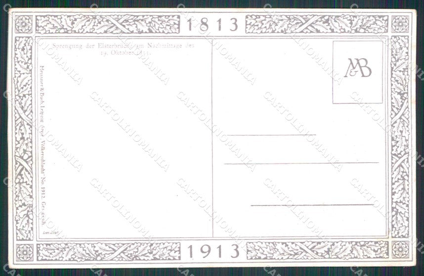 Artist Signed O. Merte Sprengung der Elsterbrücke 1813 Soldat Horse ak KF6400 – retro