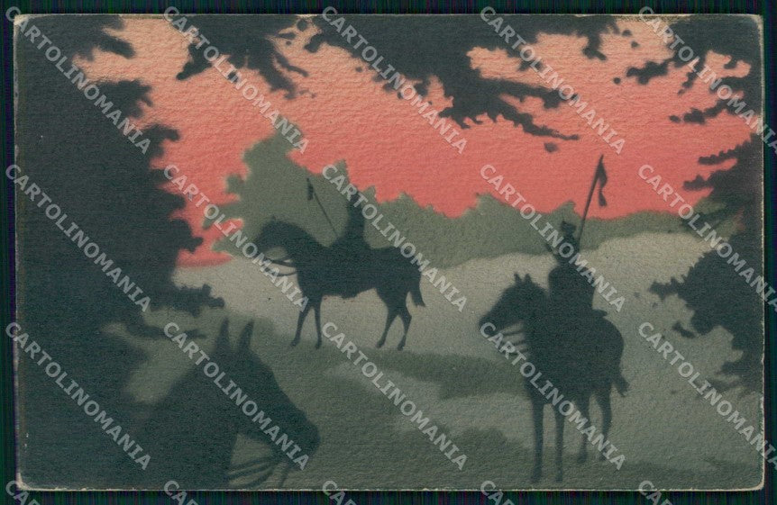 WWI WW1 Military Soldat Horse Pferd Silhouette cartolina KF6421 – fronte