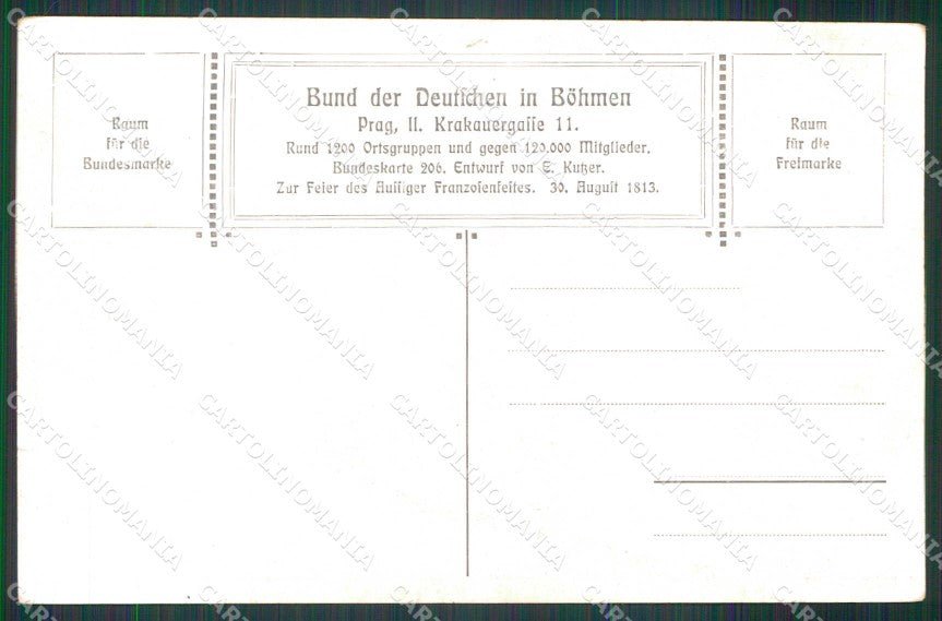 Artist Signed Kutzer Horse Soldat Bund der Deutschen Bohmen TEARED ak KF6441 – retro