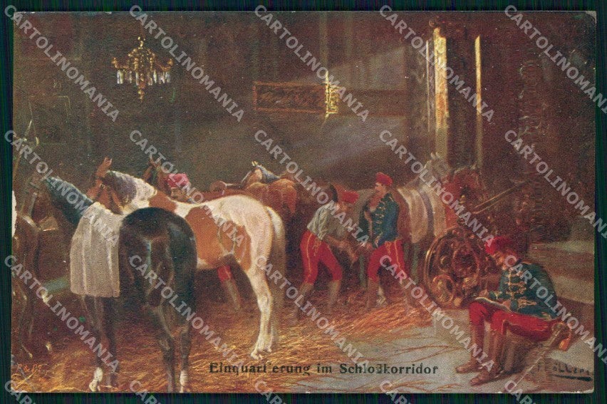 Artist Signed Höllerer Einquartierung Soldat Rotes Kreuz 87 CREASED ak KF6443 – fronte