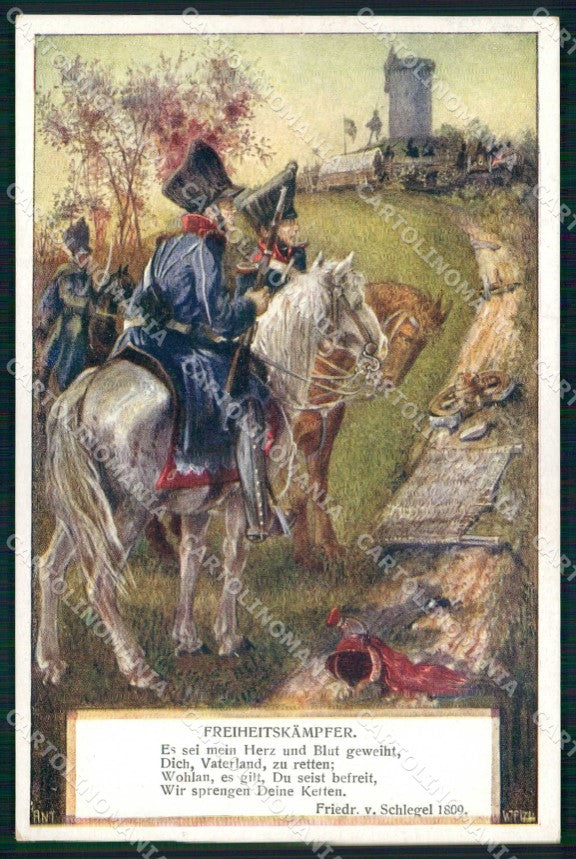 Artist Signed T. Welzl Soldat Cavallo Horse Pferd BKWI 586 cartolina KF6452 – fronte