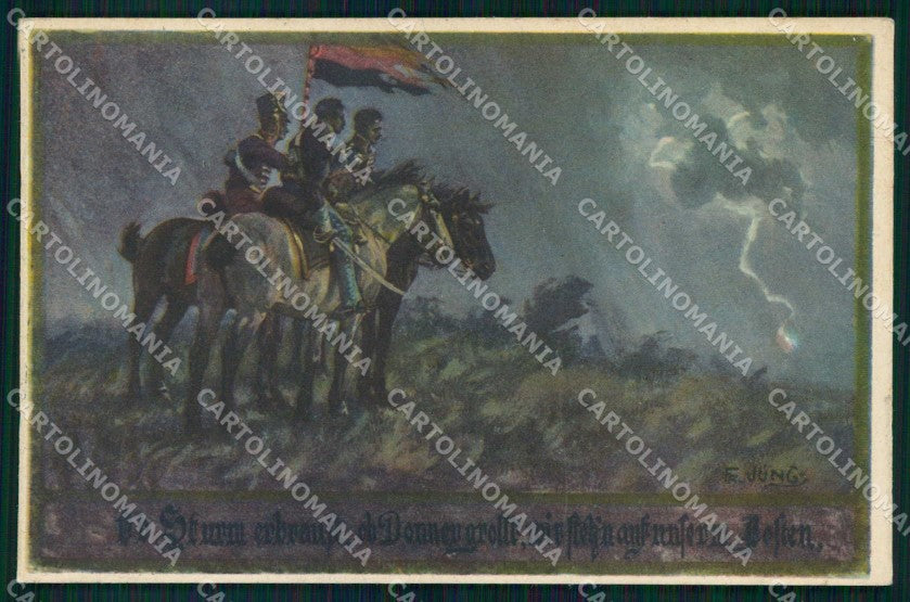 Artist Signed Jung Soldat Horse Pferd serie 675 cartolina KF6455 – fronte