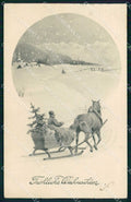 Artist Signed Viennoise Santa Buon Natale Horse serie 261 cartolina KF6483 – fronte