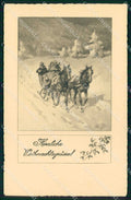 Artist Signed Feiertag Slitta Cavallo Horse Pferd BKWI 3363 cartolina KF6484 – fronte