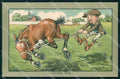 Artist Signed Shepheard Man Horse Faulkner serie 955 comic cartolina KF6501 – fronte
