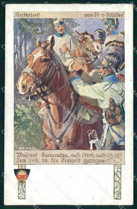 Artist Signed K. A Wilke Soldat Horse Deutscher Schulverein 527 TEARED ak KF6510 – fronte