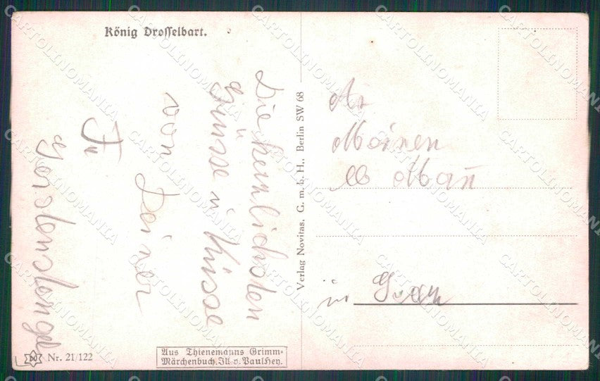 Fairy Tales Konig Drosselbart Märchen Grimm Soldat Pferd Horse cartolina KF6514 – retro
